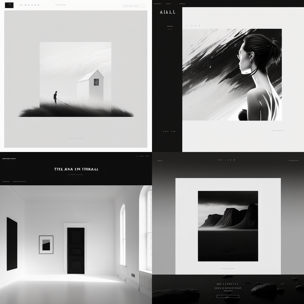 How to make a minimalist black and white website design in MidJourney ...